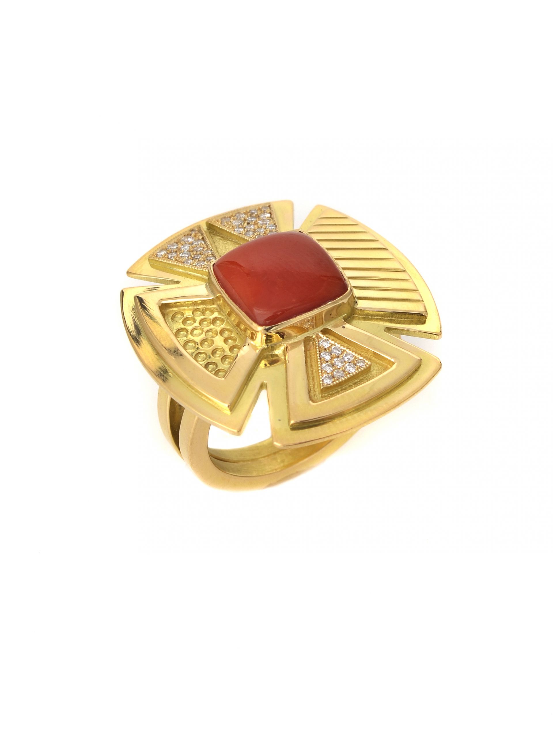 Buy Red coral ring, Oval cabochon sterling silver gemstone ring online at  aStudio1980.com